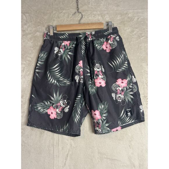 Disney Neff Men’s Small Swim Shorts Black Pink‎ Mickey Mouse Swim Island Beach - Picture 1 of 8